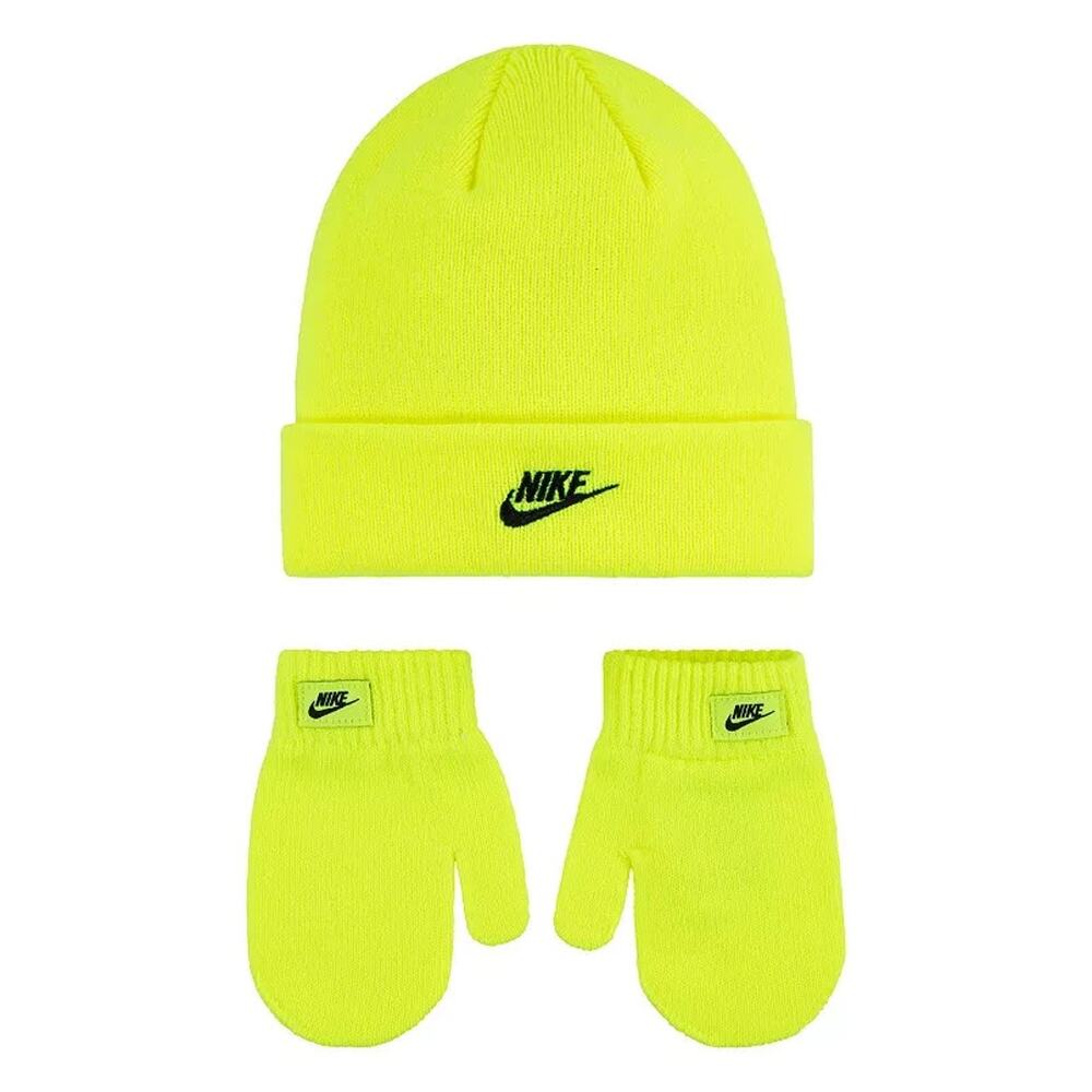 Toddler Nike Club Beanie & Mittens Set - 2T-4T Color: Volt
